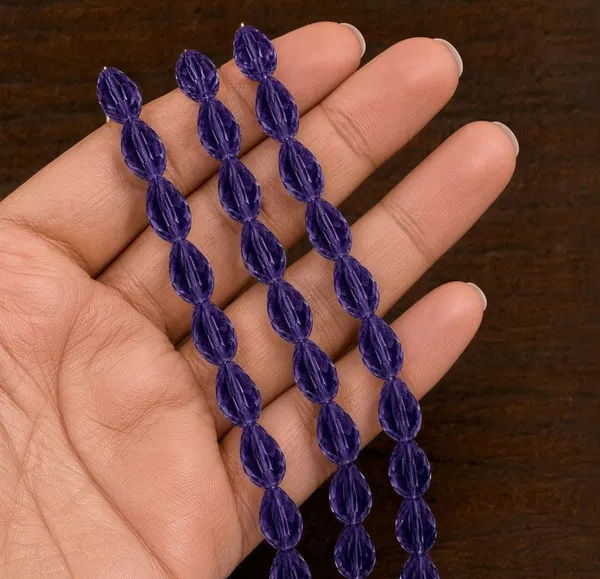 Tanzanite_Drop_Glass_Teardrop_Beads_|_8x11mm_|_3_strands_x_45+_beads_each_(Total_135+_beads)