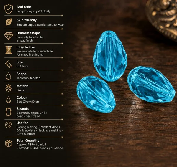 Blue_Zircon_Drop_Glass_Teardrop_Beads_|_8x11mm_|_3_strands_x_45+_beads_each_(Total_135+_beads)