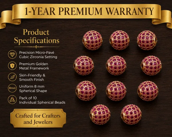 Ruby_And_Golden_Cubic_Zirconia_Ball_Beads_|_4/6/8/10mm_|_10_Pcs