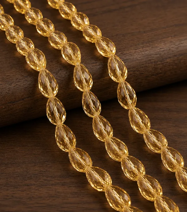 Light_Topaz_Drop_Glass_Teardrop_Beads_|_8x11mm_|_3_strands_x_45+_beads_each_(Total_135+_beads)