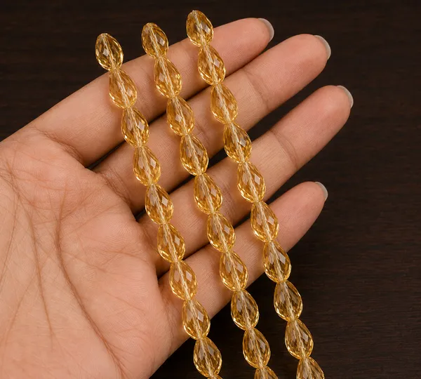 Light_Topaz_Drop_Glass_Teardrop_Beads_|_8x11mm_|_3_strands_x_45+_beads_each_(Total_135+_beads)