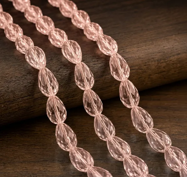 Light_Peach_Drop_Glass_Teardrop_Beads_|_8x11mm_|_3_strands_x_45+_beads_each_(Total_135+_beads)