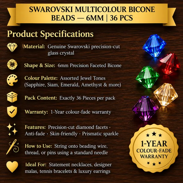 Genuine_Swarovski_Multicolour_Bicone_Crystal_Beads_|_6mm_|_36_Pcs