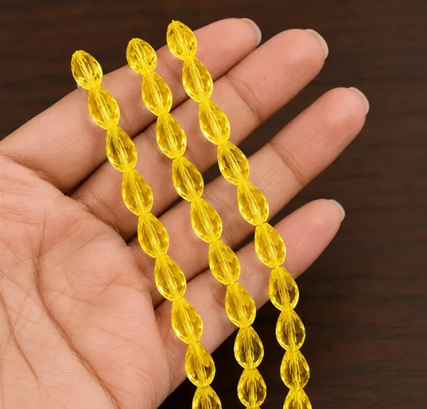 Yellow_Drop_Glass_Teardrop_Beads_|_8x11mm_|_3_strands_x_45+_beads_each_(Total_135+_beads)