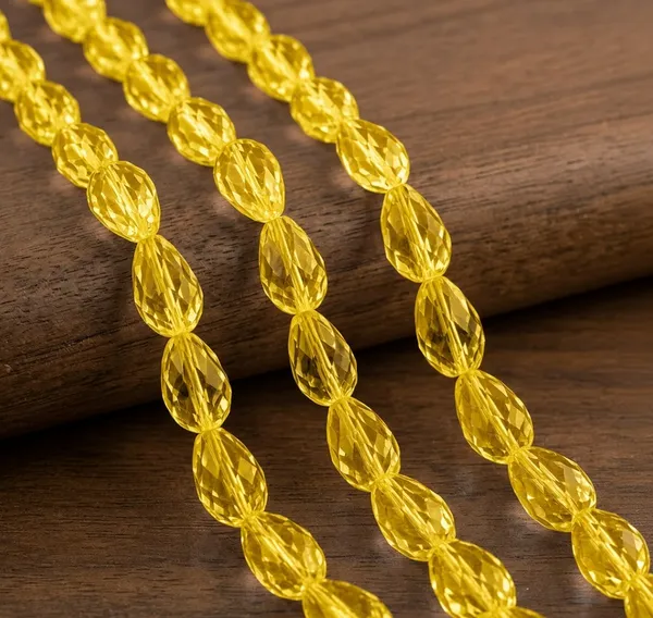 Yellow_Drop_Glass_Teardrop_Beads_|_8x11mm_|_3_strands_x_45+_beads_each_(Total_135+_beads)