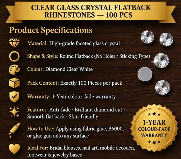 Clear_Glass_Crystal_Flatback_Rhinestones_|_4mm_|_Sticking_|_100_Pcs