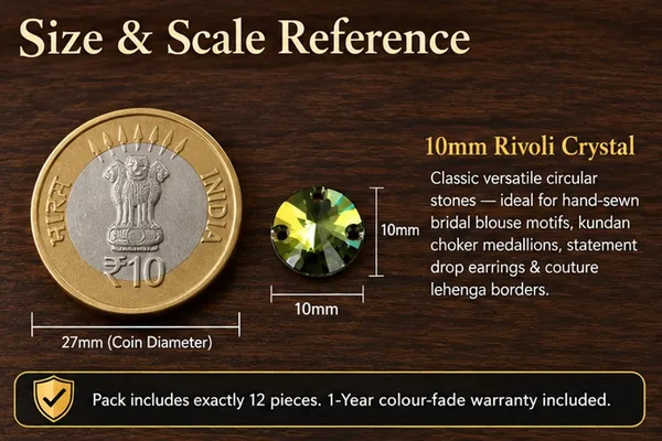 Genuine_Swarovski_Green_Rivoli_Sew-On_Crystals_|_10mm_|_2-Hole_|_Pack_of_12
