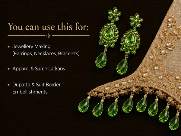 PeridotGreen_Drop_Glass_Teardrop_Beads_|_8x11mm_|_3_strands_x_45+_beads_each_(Total_135+_beads)