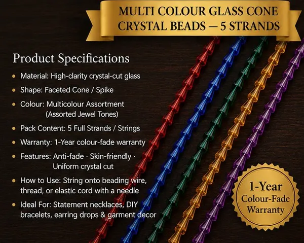 Multi_Colour_Glass_Cone/Spike_Crystal_Beads_|_Pack_of_5