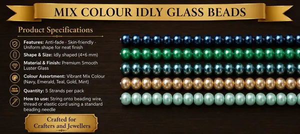 Mix_Colour_Smooth_Idly_Shaped_Glass_Beads_|_4x6mm_|_5_pieces