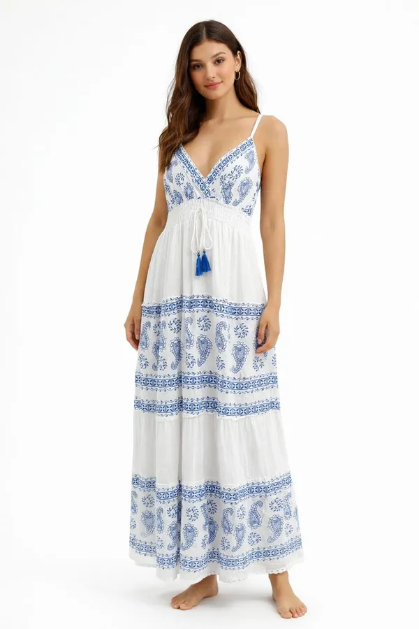Women_White_And_Blue_Paisley_Print_Maxi_Dress_With_Tassel_Detail