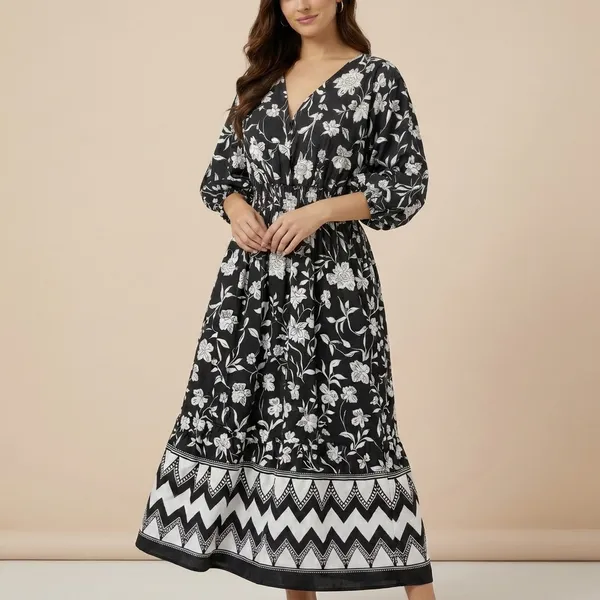 Women_Black_And_White_Floral_Maxi_Dress_With_Puff_Sleeves