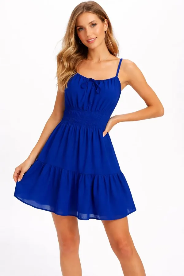 Women_Blue_Sleeveless_Fit_And_Flare_Dress_With_Ruffle_Hem