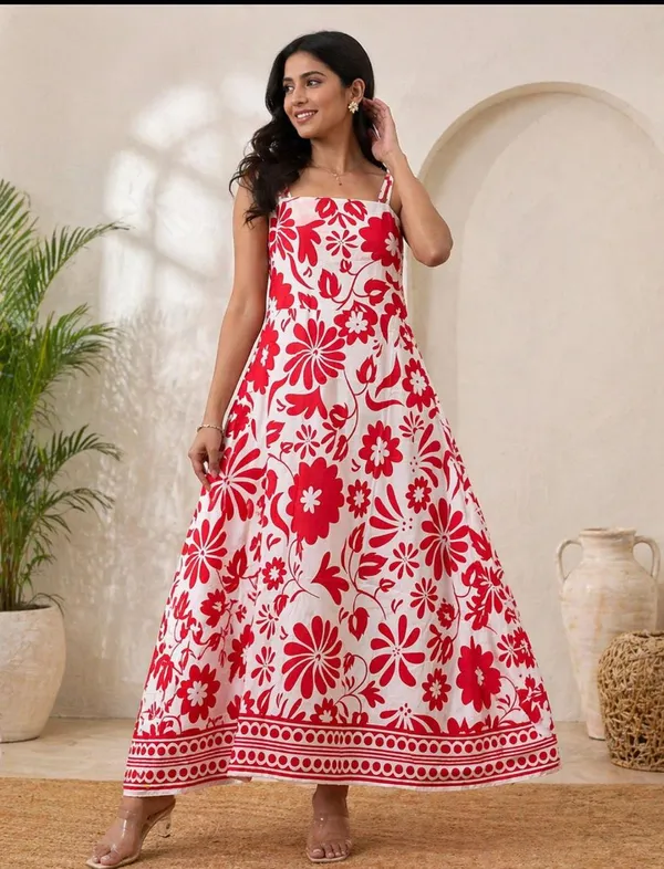 Red_And_White_Floral_Print_Sleeveless_Maxi_Dress