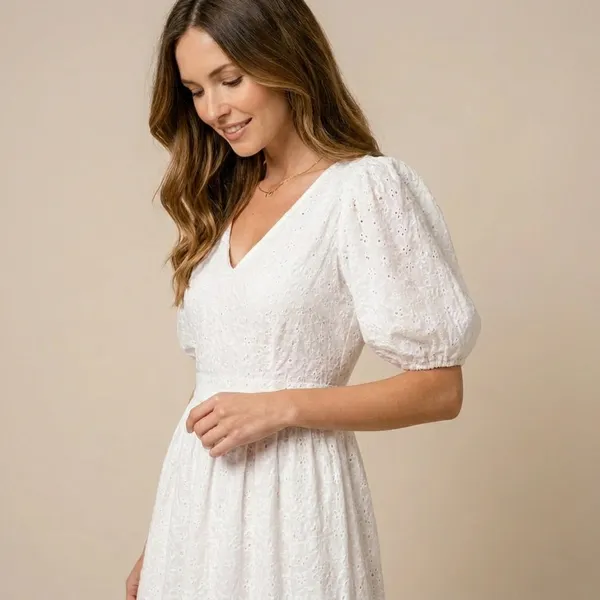 Women_White_Eyelet_Lace_Midi_Dress_With_Puff_Sleeves