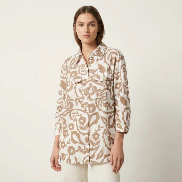 Stylish_Beige_And_White_Floral_Print_Full_Sleeve_Shirt_For_Women