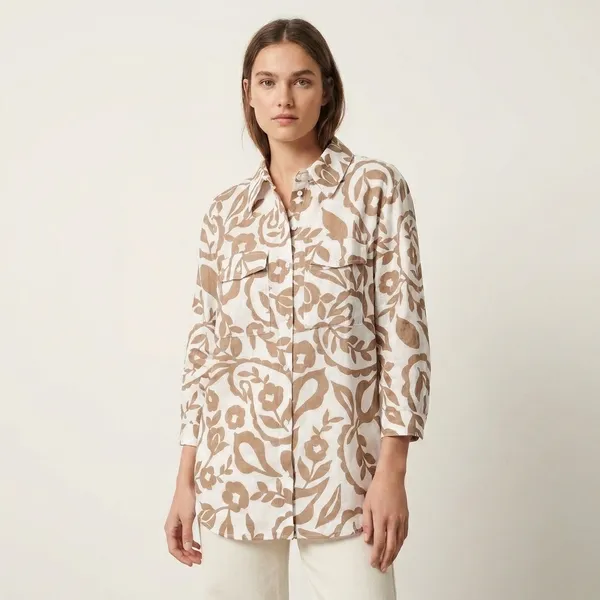 Stylish_Beige_And_White_Floral_Print_Full_Sleeve_Shirt_For_Women