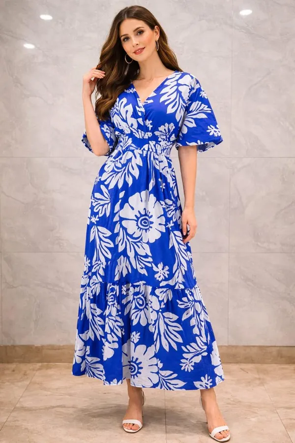 Vibrant_Blue_Floral_Print_Maxi_Dress_With_Puff_Sleeves