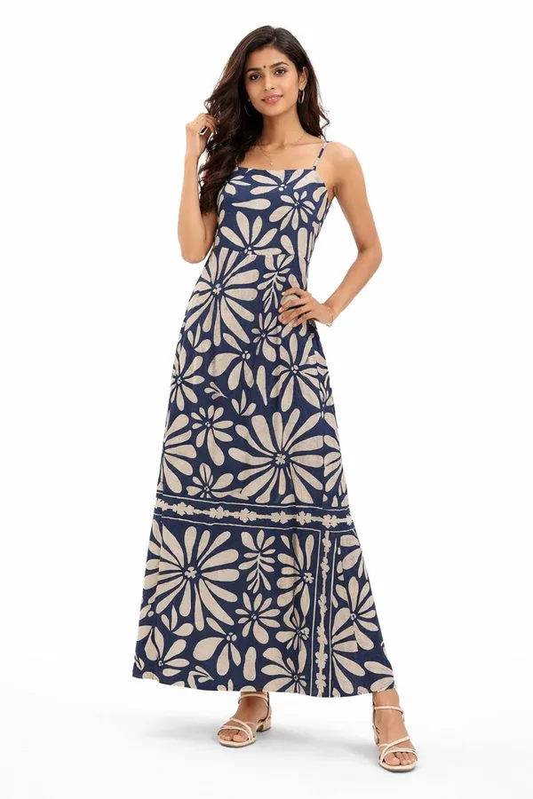 Women_Navy_Blue_And_White_Floral_Print_Maxi_Dress_With_Spaghetti_Straps