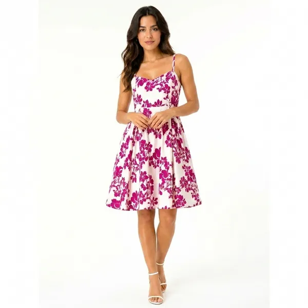 Multicolor_Floral_Print_Fit_And_Flare_Dress
