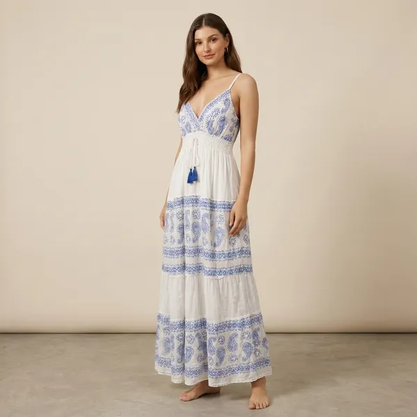 Women_White_And_Blue_Paisley_Print_Maxi_Dress_With_Tassel_Detail