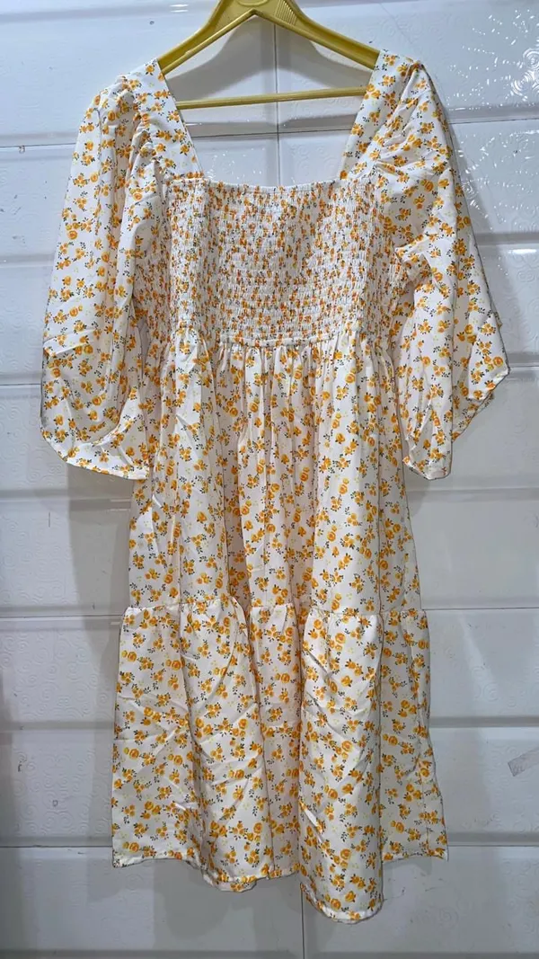 Beige_And_Yellow_Floral_Smocked_Midi_Dress_With_Puff_Sleeves