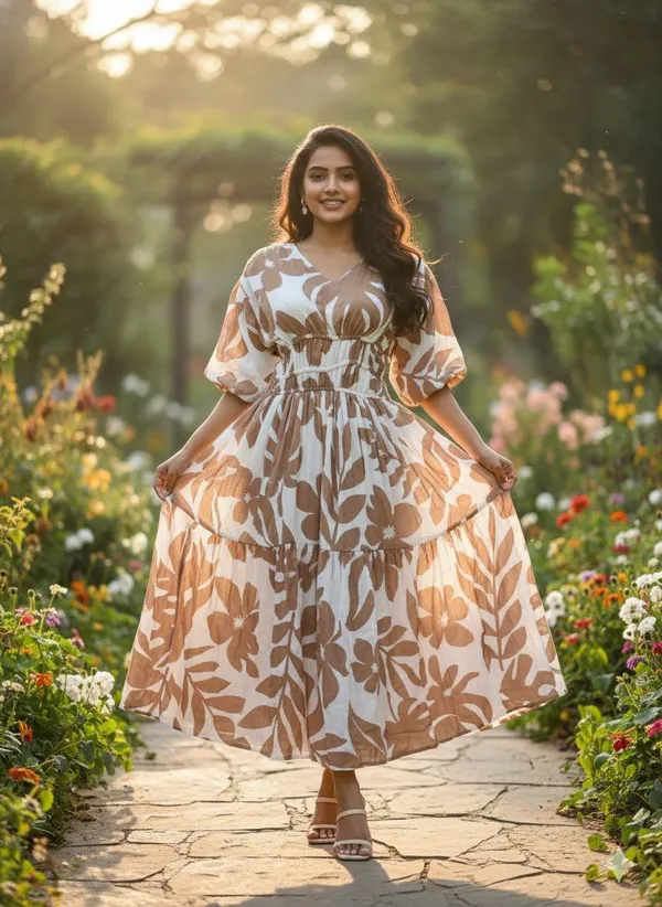 Women_Floral_Print_Maxi_Dress_With_Flared_Sleeves_And_Gathered_Waist