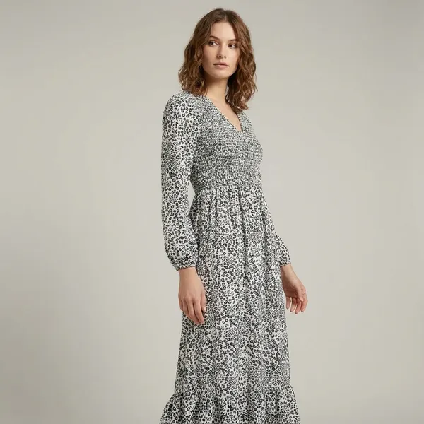 Women_Black_And_White_Leopard_Print_Long_Maxi_Dress_With_Smocked_Bodice_And_Full_Sleeves