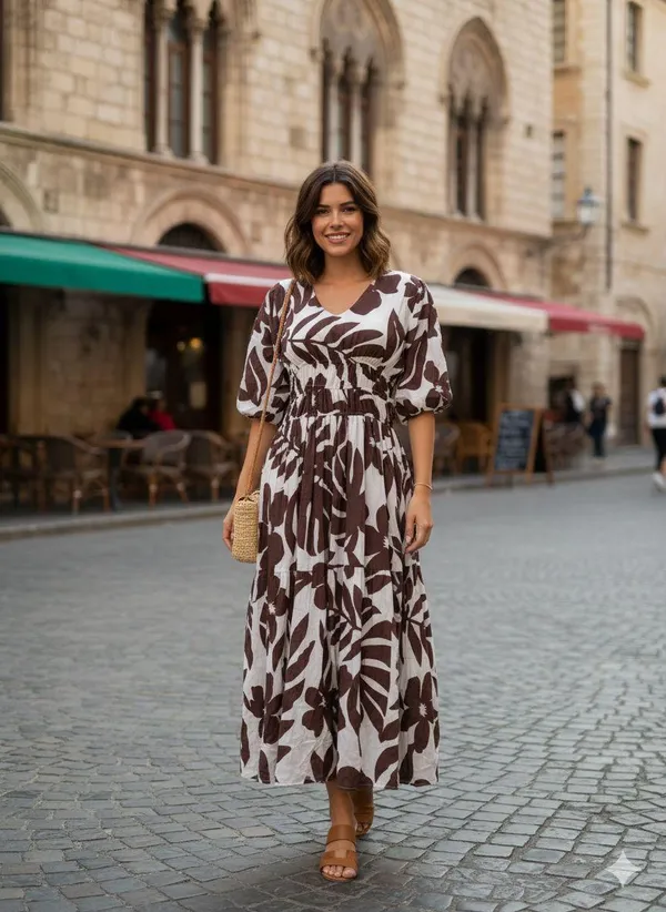 Women_Brown_And_White_Leaf_Print_Maxi_Dress
