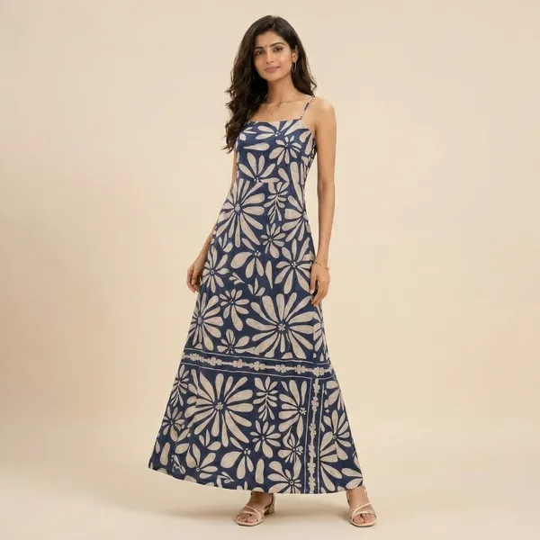 Women_Navy_Blue_And_White_Floral_Print_Maxi_Dress_With_Spaghetti_Straps