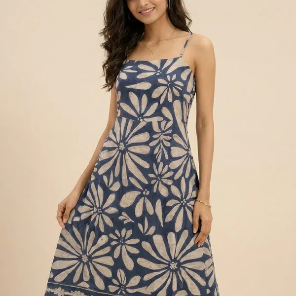Women_Navy_Blue_And_White_Floral_Print_Maxi_Dress_With_Spaghetti_Straps