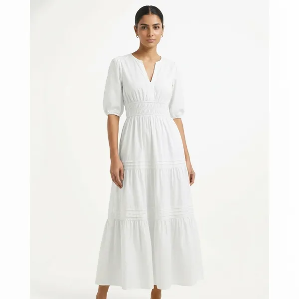 Elegant_White_Smocked_Waist_Maxi_Dress_With_Puff_Sleeves