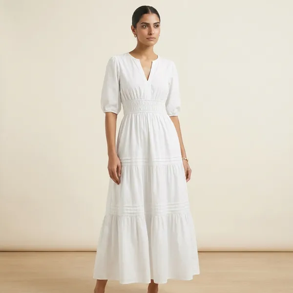 Elegant_White_Smocked_Waist_Maxi_Dress_With_Puff_Sleeves