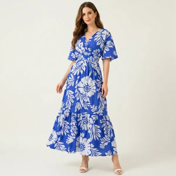 Vibrant_Blue_Floral_Print_Maxi_Dress_With_Puff_Sleeves