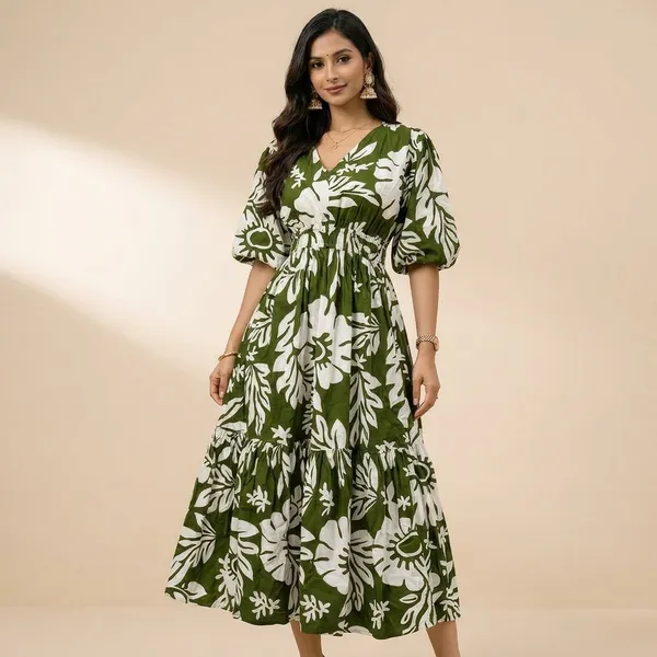 Multicolor_Floral_Print_Tiered_Midi_Dress