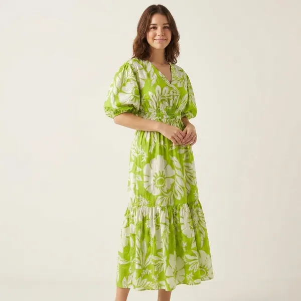 Vibrant_Green_Floral_Print_Maxi_Dress_With_Puffed_Sleeves