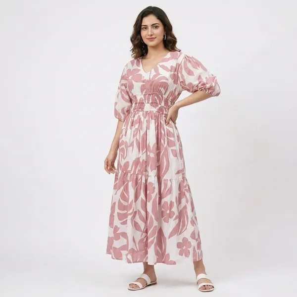Pink_And_White_Floral_Printed_Maxi_Dress_With_Smocked_Waist_And_Puff_Sleeves