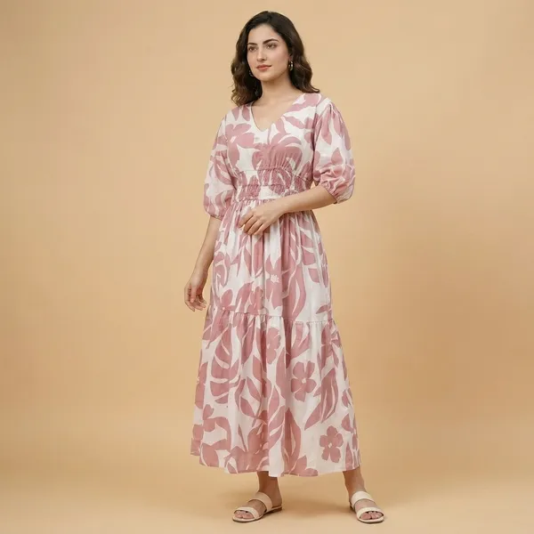 Pink_And_White_Floral_Printed_Maxi_Dress_With_Smocked_Waist_And_Puff_Sleeves