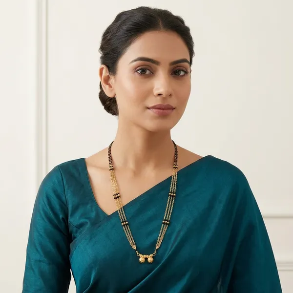 Traditional_Gold-Toned_Chameli_Short_Mangalsutra_with_Black_Beads