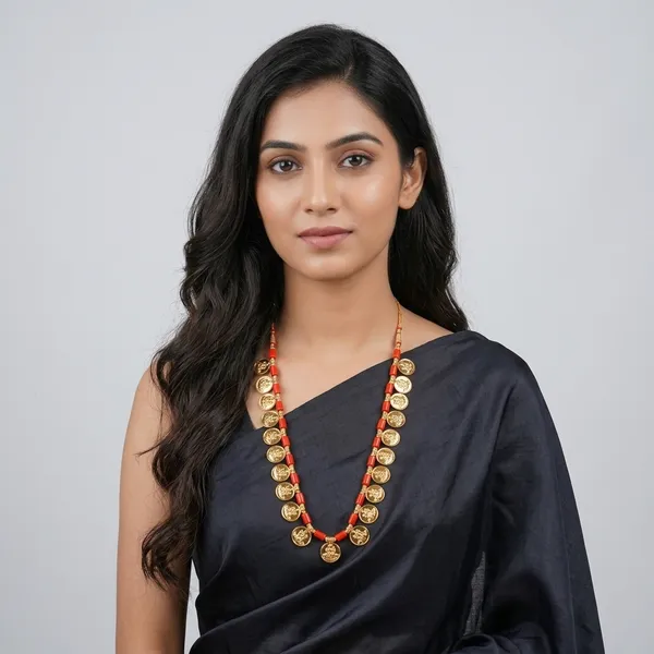 RajLakshmi_Haar_(Traditional_Gold-Toned_Coin_Necklace_with_Red_Beads)