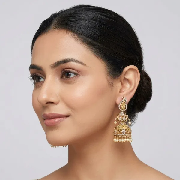 Traditional_Golden_Jhumka_Earrings_with_Pearl_Drops_and_Peacock_Design