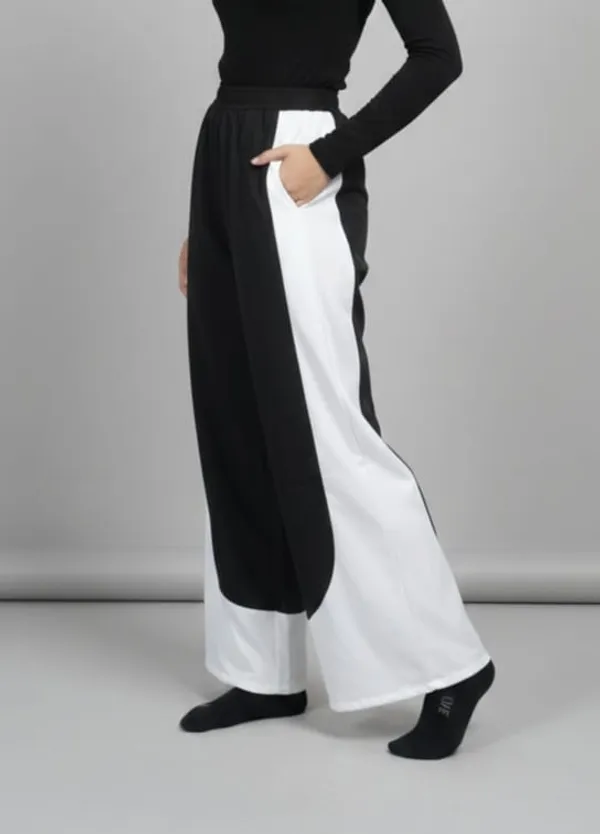 Womens_Black_And_White_Color_Block_Wide_Leg_Pants_With_Pockets