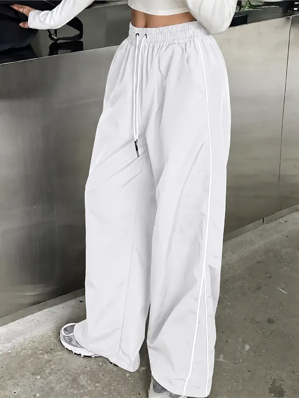 Womens_White_Wide_Leg_Drawstring_Pants_With_Snap_Button_Hem_Detail