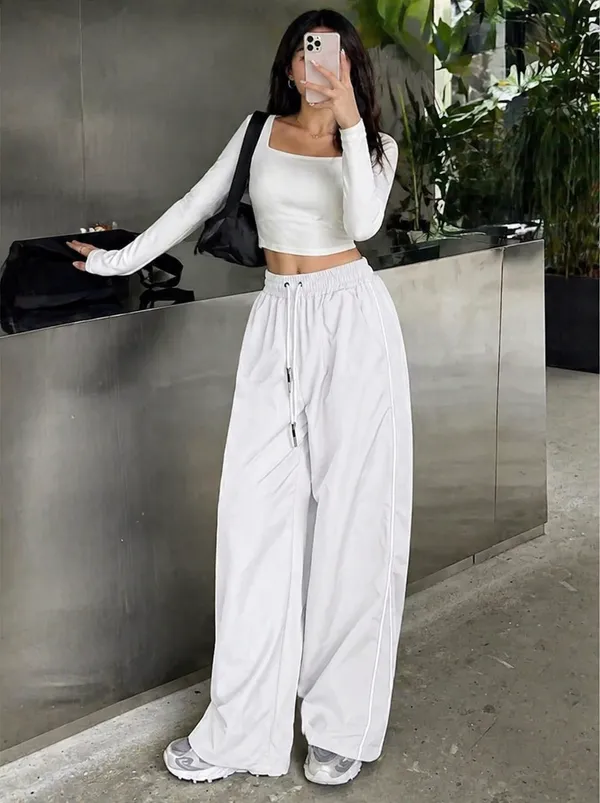 Womens_White_Wide_Leg_Drawstring_Pants_With_Snap_Button_Hem_Detail