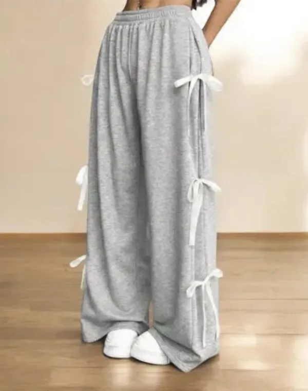 Womens_Grey_Bow_Tie_Side_Wide_Leg_Palazzo_Pants