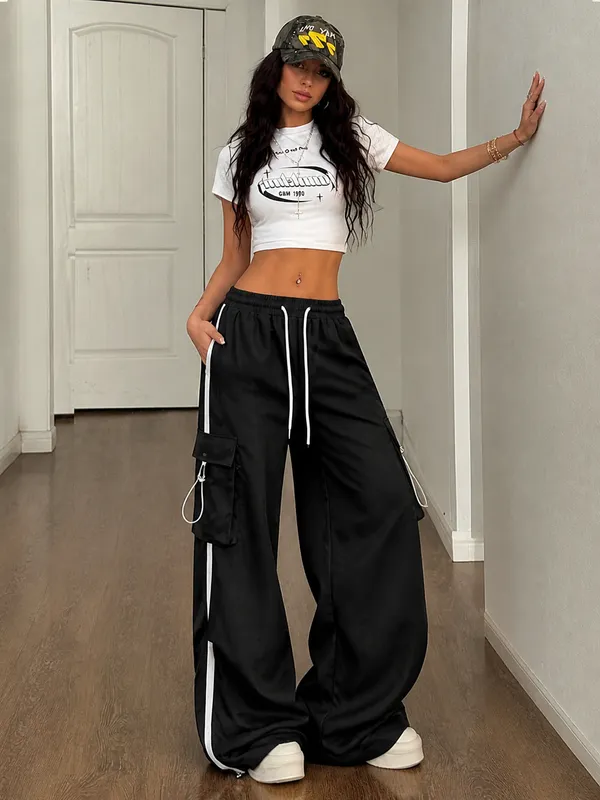 Womens_Black_Cargo_Pants_With_White_Stripe_Detail