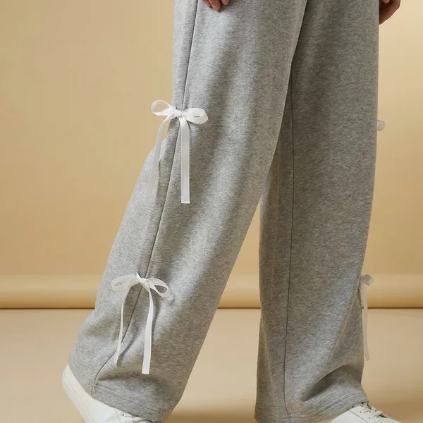 Womens_Grey_Bow_Tie_Side_Wide_Leg_Palazzo_Pants