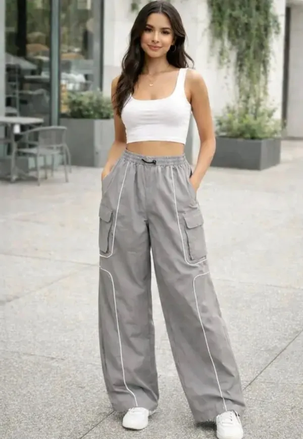 Womens_Grey_Cargo_Pants_With_White_Piping_Detail