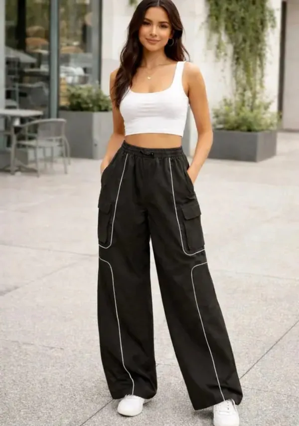 Womens_Black_Wide_Leg_Cargo_Pants_With_Contrast_White_Stitching