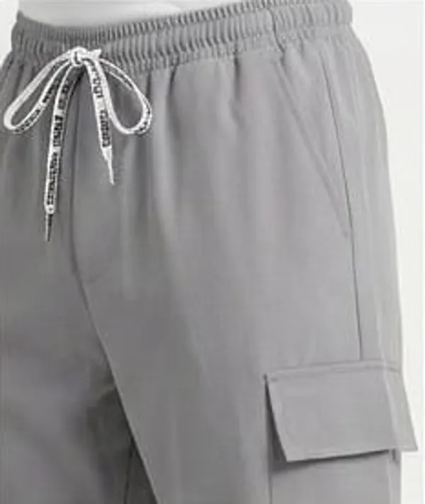 Unisex_Grey_Cargo_Jogger_Pants_With_Drawstring_Waist_And_Side_Pockets